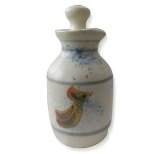 Vintage Nova Scotia Studio Pottery Jug with Stopper Hand Painted Signed